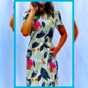 NWT SM WORDROBE Printed Leafs Dress 100 COTTON